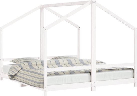 vidaXL - Kinderbedframe - 2x(90x200) - cm - massief - grenenhout - wit