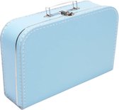 Kinderkoffer Lichtblauw 35 cm - Logeerkoffer - Kartonnen koffer - Kinder koffertje kartonnen - Speelkoffer - Poppenkoffer- Opbergen - Cadeau - Decoratie