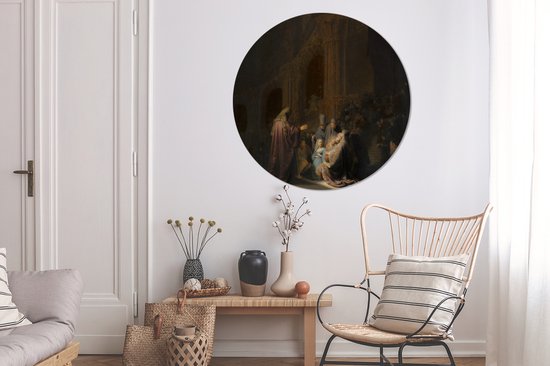 Chant de louange de Siméon - Peinture de Rembrandt van Rijn assiette en plastique cercle mural ⌀ 120 cm