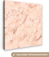 Canvas Schilderij Marmer - Aderen - Roze - 50x50 cm - Wanddecoratie