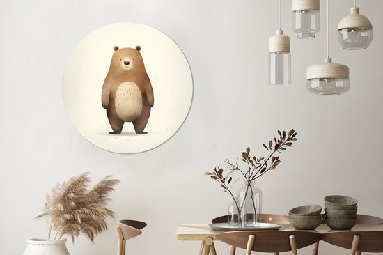 WallCircle - Cercle mural ⌀ 90 - Aquarelle - Ours - Marron - Animaux - Tableaux ronds salon - Plaque murale ronde - Cercle de Décoration murale - Décoration de chambre à l'intérieur - Cercle mural de Décoration murale - Accessoires de maison