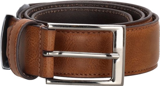 Ceinture de pantalon Double-D - Cuir - Cognac - Largeur 35mm - Longueur 95cm