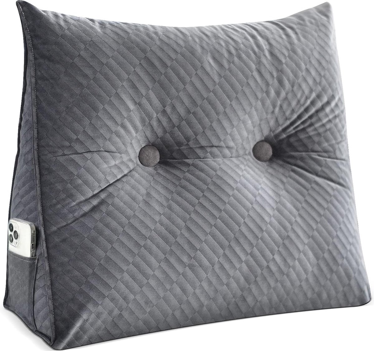 Treer Coussin de Lecture pour Lit Coussin Dossier Canapé Coussin Lombaire  Ergonomique Compensé Oreiller Amovible Compensé Triangulaire avec Housse