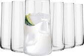 Drinkglazen, longdrinkglazen, inhoud: 540 ml, geschikt voor de vaatwasser en magnetron, voor thuis, restaurants, feestjes, enz., transparant, 6 stuks