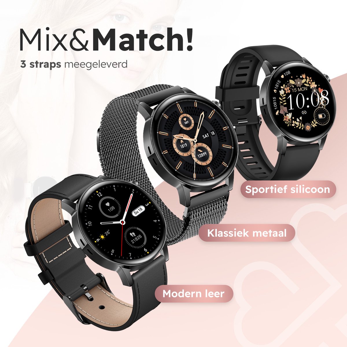 Smart Smartwatch Classy Pro Goud - Montre Connectée Femme et Homme - Montre  Podomètre