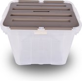 Opbergbox grise multifonctionnelle 24L | Imperméable, empilable avec couvercle à charnière | Idéal pour la Ménage, la chambre et l'organisation du Bricolage .