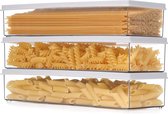 Boîte de conservation étroite avec couvercle pour la cuisine, paquet de 3, récipients transparents hermétiques avec couvercle pour conserver les spaghettis - conservation des pâtes empilables, sans BPA,