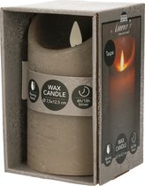 Bougie d'éclairage à batterie cire rustique flamme mobile 7,5x12,5cm gris 3xaaa / minuterie