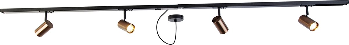 QAZQA jeana - Moderne Spot railsysteem verlichting, railverlichting geschikt voor led - 4 lichts - L 200 cm - Brons - Woonkamer | Slaapkamer | Keuken