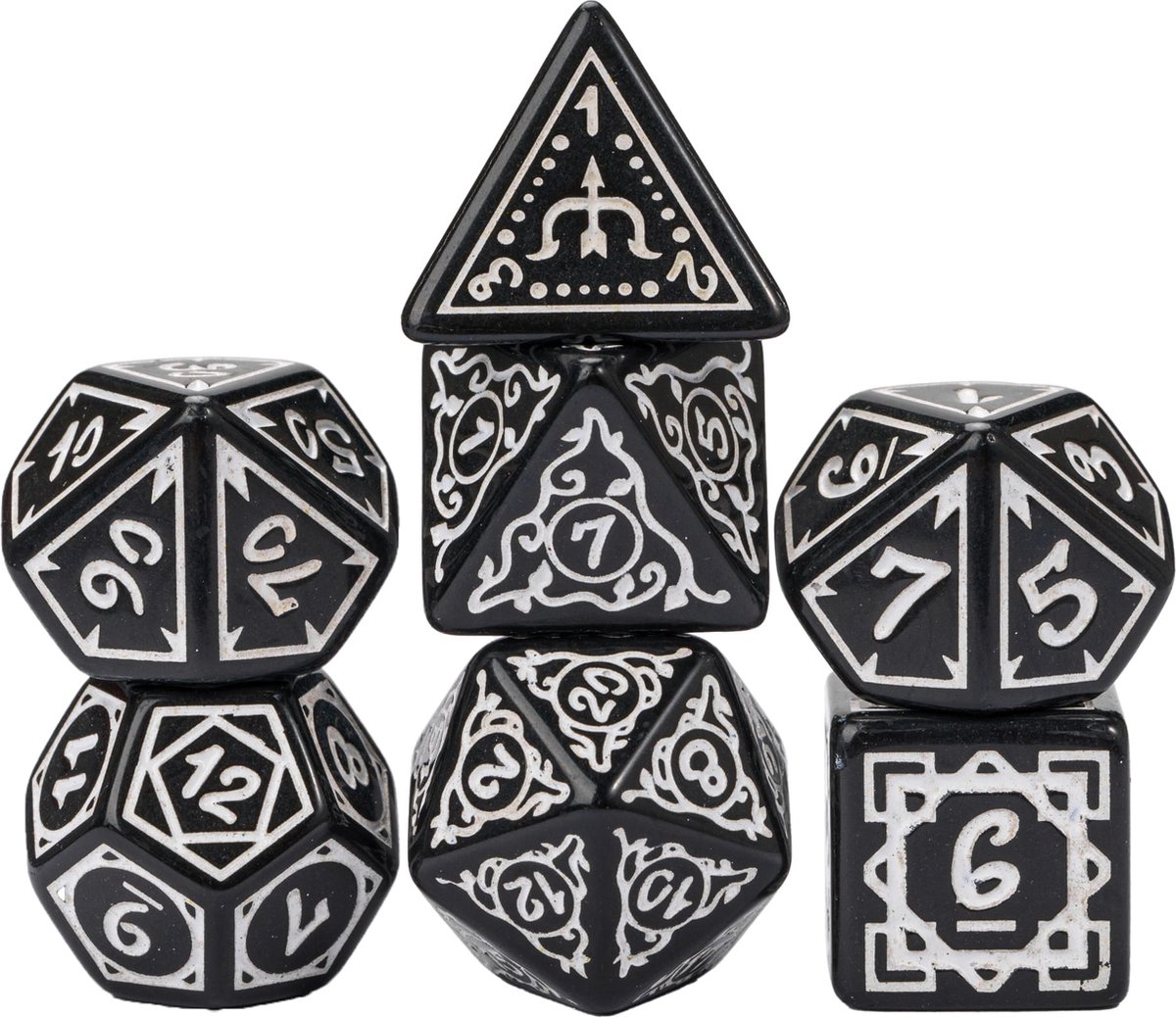 Acrylic Pattern Dice (Druid) Wit