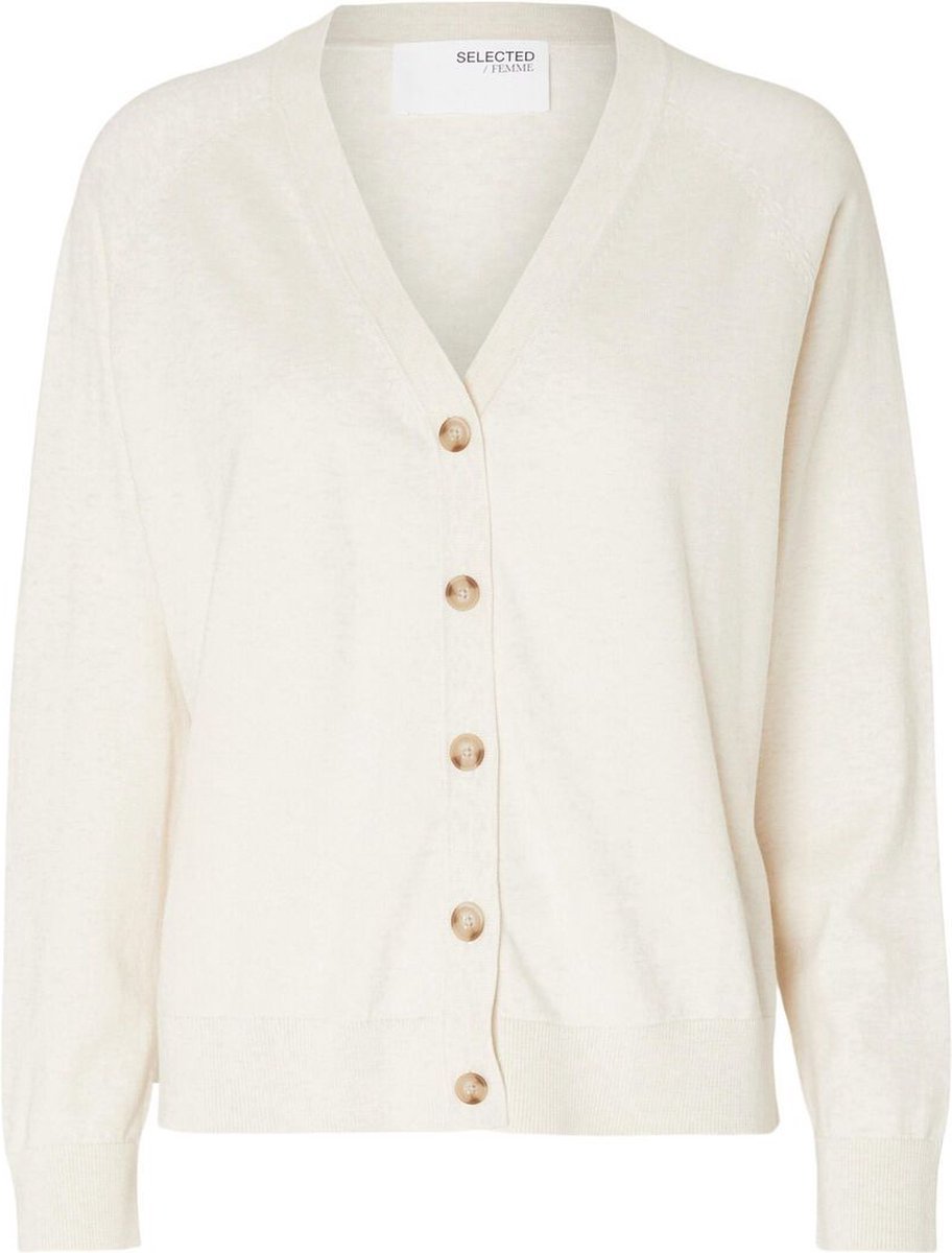 Selected Femme Berga LS Knit V-Neck Cardigan Birch