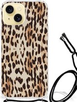Hippe Hoesje Geschikt voor iPhone 15 Smartphone hoesje met doorzichtige rand Leopard