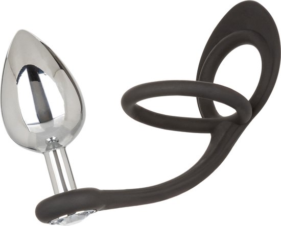 Star Fucker XL Teardrop Plug - Anneau pénien avec plug anal - Plug anal avec pierre à bijoux et anneau pénien