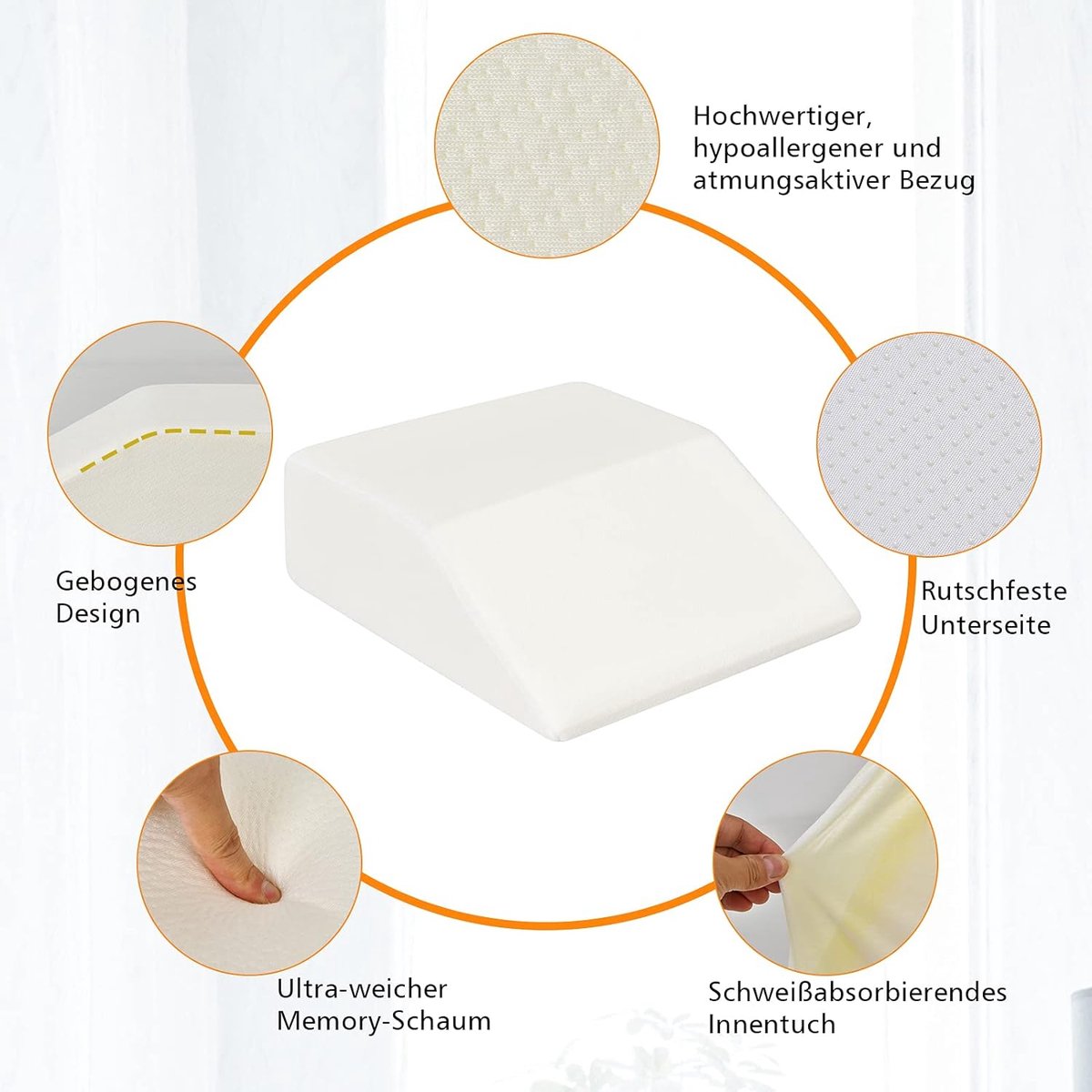 Ritalia kussen om benen te verhogen – orthopedisch beenkussen | 3 verstelbare hoogtes | memory foam beenverhoger | ademende, wasbare hoes