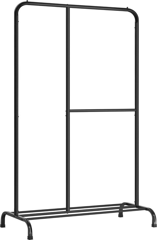 Kledingrek - Kledingrek op wieltjes - Kleding rek - Kledingrek zwart - Kledingrek staal - 4.5 kg - Staal - Zwart - 105 x 50 x 195 cm