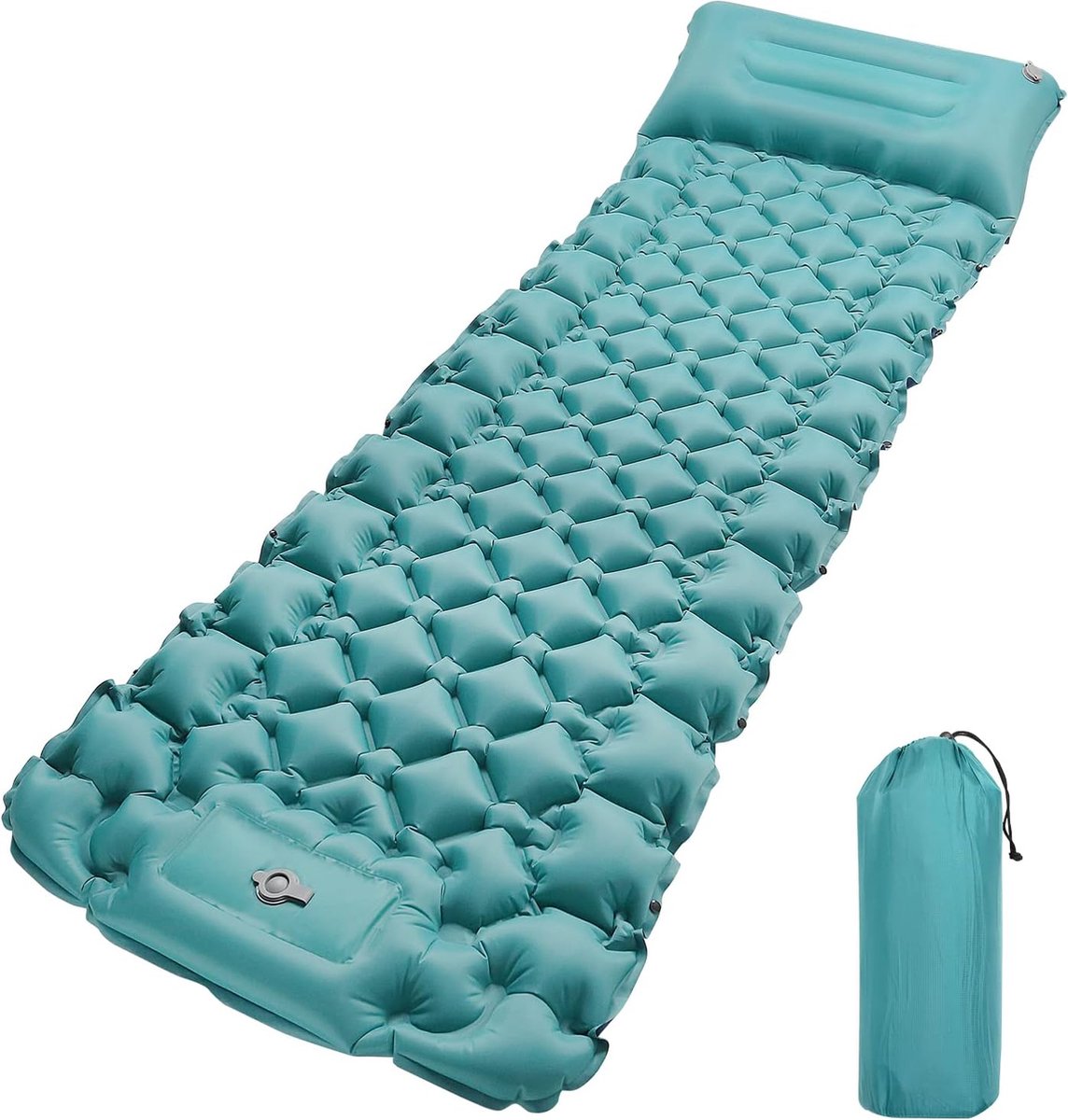Campingslaapmat Zelfopblazend met voetpers, extra dikke opblaasbare slaapmat, ultralicht compact waterdicht luchtbed voor reizen, backpacken, wandelen, tent (blauw)