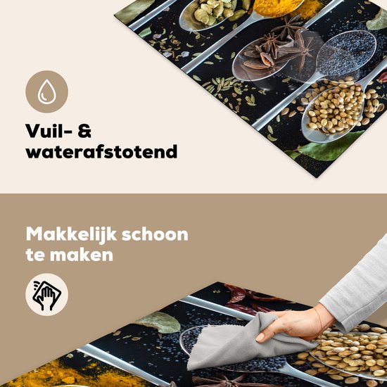 KitchenYeah® Inductie beschermer 76x51.5 cm - Lepel - Specerijen - Kruiden - Eten - Tafel - Kookplaataccessoires - Afdekplaat voor kookplaat - Inductiebeschermer - Inductiemat - Inductieplaat mat