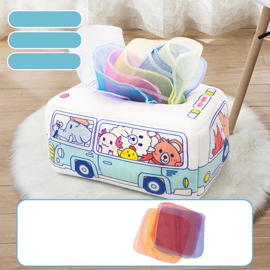 Vicloon Baby Tissue Box Speelgoed Sensorische Tissue Box, met 6 leuke