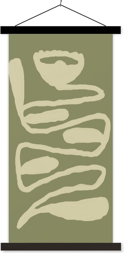 Posterhanger incl. Poster - Schoolplaat - Groen - Abstracte kunst - Modern - Zwarte latten