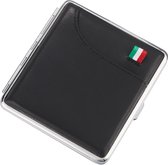 Sigarettendoosje Zwart met Pasjeshouder - 20 Sigaretten - Kunstleer - Italiaanse Vlag