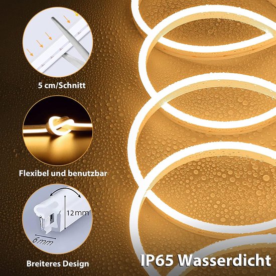 Lamomo Ledstrip 30 m, wit, dimbaar, neon ledstrip, waterdicht, 6000 K Lamomo Ledstrip 30 m, wit, dimbaar, neon ledstrip, waterdicht, 6000 K