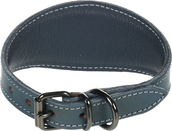 Denver Whippet Halsband – Blau, Größe S/M 26-32 Cm, 50 Mm Breite, Aus Büffelleder