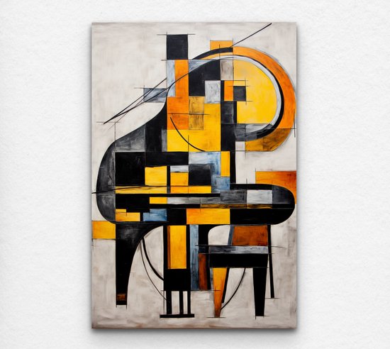 muziekkamer - kleurrijk schilderij - schilderij stad - piano schilderij - abstract schilderij - abstract - 50 x 70 cm 18mm