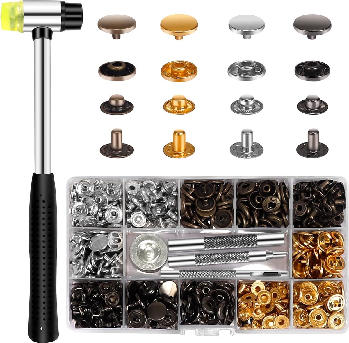 Kit de boutons a pression en metal epaissi avec 100 Boutons 9.5mm Outil de  pince