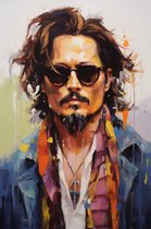 Johnny Depp Poster | Aquarel Poster | Amerikaanse acteur | Filmposter | 61x91cm | Wanddecoratie | Muurposter | WV | Geschikt om in te lijsten