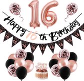 Verjaardag Ballon 16 | Snoes Chique de Frique - Feestpakket | Rose en Zwart