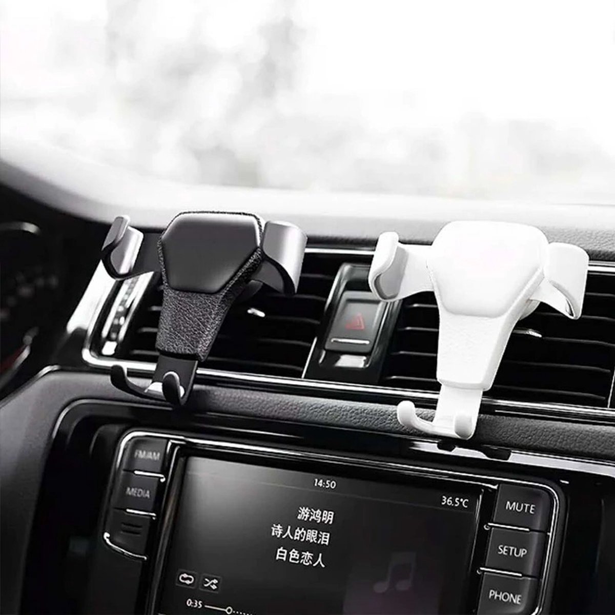 Narimano® Wit Mobiele telefoonhouder leer model auto Air Outlet Universal Multi-Function Gravity houder navigatieframe