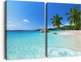 Artaza Canvas Schilderij Tweeluik Tropisch Strand En Zee - 180x120 - Groot - Foto Op Canvas - Canvas Print