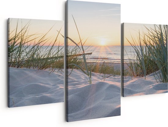 Artaza Peinture sur Toile Triptyque Dunes avec Plage et Mer - 150x120 - Groot - Photo sur Toile - Impression sur Toile