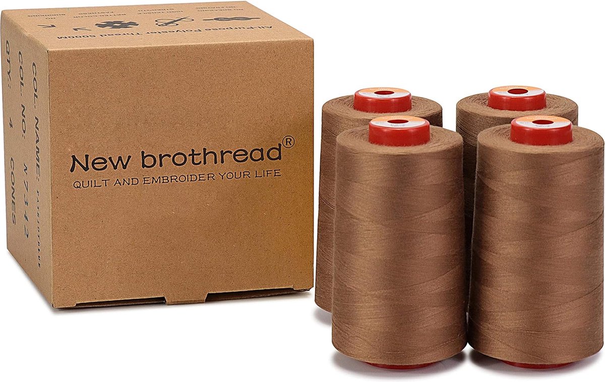 Unbranded 4 Grote Kegels van 5000m polyester naaigaren voor alle doeleinden 40S 2 (Tex27) voor naaien quilten patchwork serger en overlock Suede