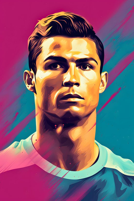 Cristiano Ronaldo Poster | Abstract Portret | Voetbalposter | Champions League | 61x91cm | Wanddecoratie | Muurposter | MT | Geschikt om in te lijsten