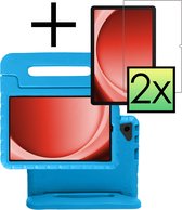 Hoesje Geschikt voor Samsung Galaxy Tab A9 Hoesje Kinderhoes Shockproof Hoes Kids Case Met 2x Screenprotector - Blauw