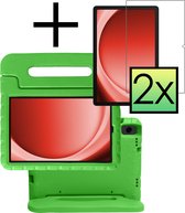 Hoesje Geschikt voor Samsung Galaxy Tab A9 Plus Hoesje Kinderhoes Shockproof Hoes Kids Case Met 2x Screenprotector - Groen