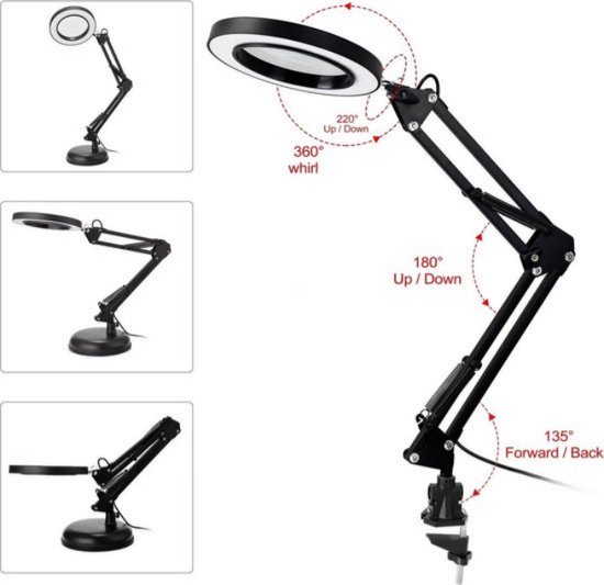 LED vergrootlamp S5 LED statief reg. lichtsterkte - Kappers & Co