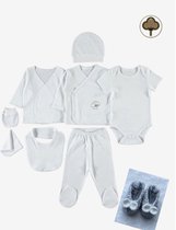 Organic 8-delige baby newborn kledingset jongens/meisjes - Handgemaakte babyslofjes cadeau - Newborn set - Babykleding - Babyshower cadeau - Kraamcadeau