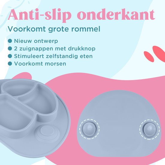 Nevi Kunststof Placemats - Kinderbestek Kinderservies Baby servies- Kinderbord - Placemat kinderen - Bord met zuignappen Hemelblauw van Nevi — afbeelding 4
