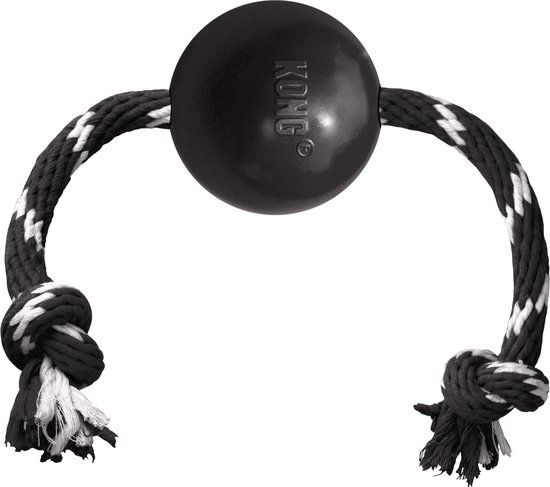 Kong Extreme Bal - met Touw - Honden Speelgoed - Zwart Wit - Ø 7.5 cm