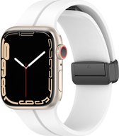 Siliconen bandje - geschikt voor Apple Watch series 1/2/3/4/5/6/7/8/9/SE/Ultra/Ultra 2 met case size 42 mm / 44 mm / 45 mm / 49 mm - wit
