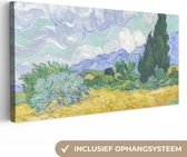 Canvas Schilderij Korenveld met cipressen - Vincent van Gogh - 80x40 cm - Wanddecoratie