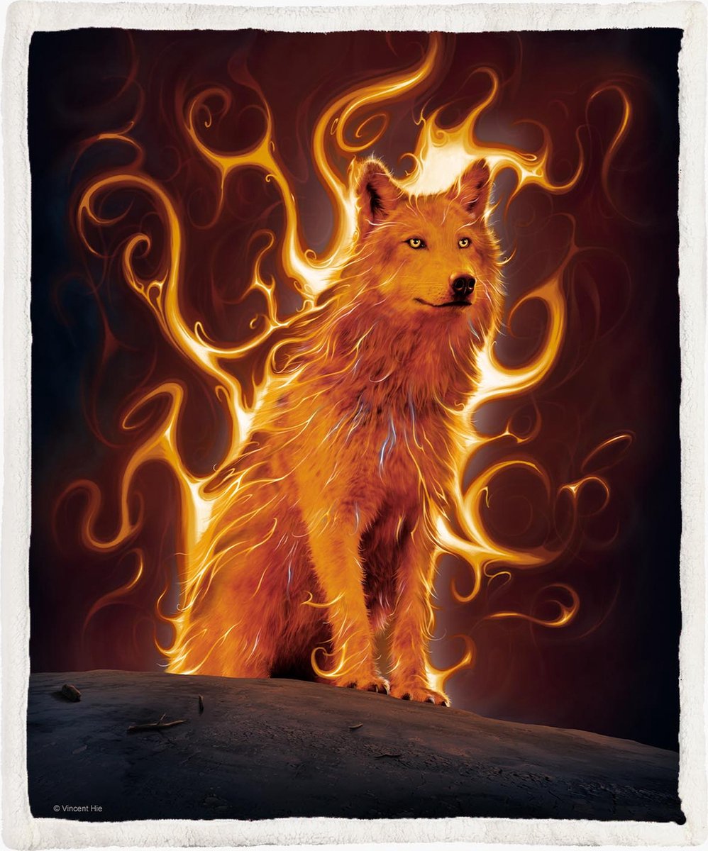 The Coloured House Wolf Fleece Deken 150*200cm Phoenix Wolf Multicolor