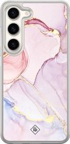 Casimoda® hoesje - Geschikt voor Samsung Galaxy S23 - Marmer roze paars - 2-in-1 case - Schokbestendig - Marble design - Verhoogde randen - Paars, Transparant