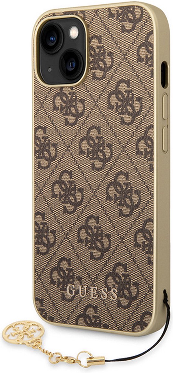 Guess 4G Charms Back Case - Geschikt voor Apple iPhone 14 (6.1") - Bruin