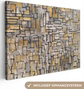 Canvas - Schilderij Kunst - Tableau no.1 - Mondriaan - Oude meesters - 80x60 cm - Muurdecoratie - Slaapkamer