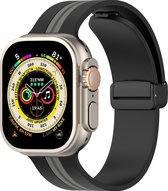 Mobigear - Watch bandje geschikt voor Apple Watch Series 1 (42mm) Bandje Flexibel Siliconen Gespsluiting | Mobigear Two Color - Zwart / Grijs
