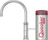 Quooker Classic Fusion rond avec chaudière COMBI+ robinet d'eau bouillante 3-en-1 en acier inoxydable