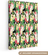 Toile Peinture Fleurs - Collage - Couleurs - 40x60 cm - Décoration murale